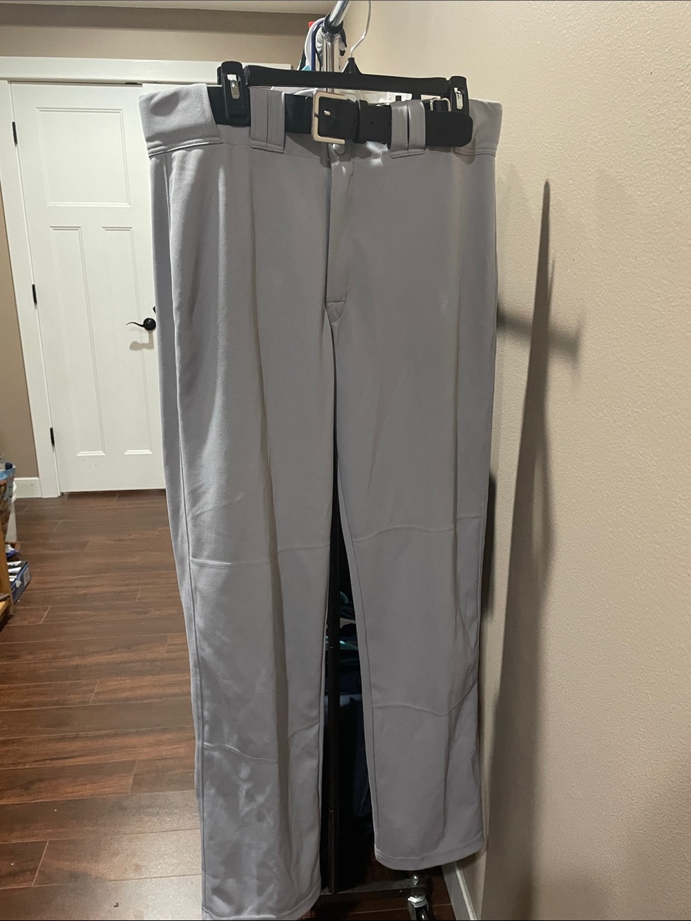 Easton Light Gray Men's Baseball Pants and Under Armour Belt